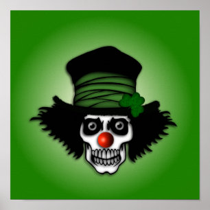 Irish Skeleton Clown Grönt Poster