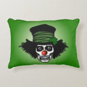 Irish Skeleton Clown Grönt Prydnadskudde