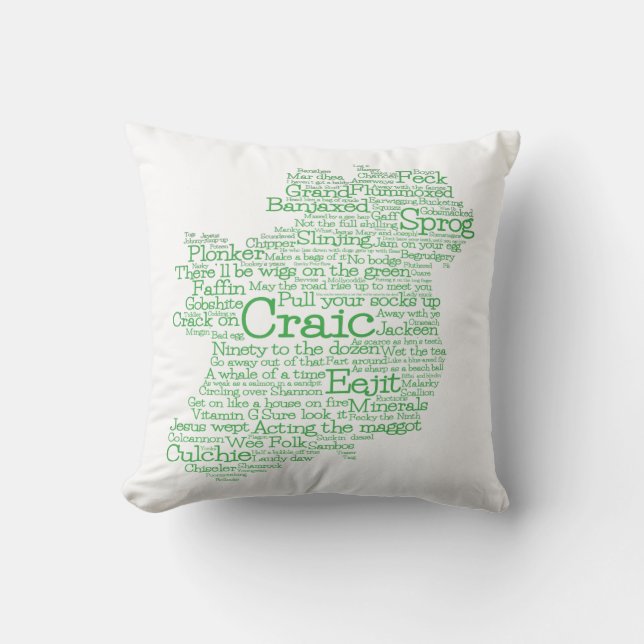 Irish Slang Ord Art Karta Dekorativ kudde (Framsida)