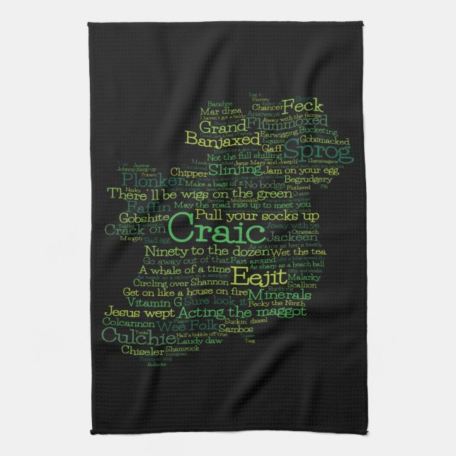 Irish Slang Ord Art Karta Kitchen Towel Kökshandduk (Vertikal)