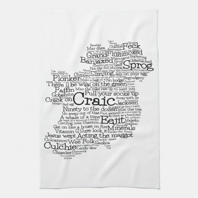 Irish Slang Ord Art Karta Kitchen Towel Kökshandduk (Vertikal)