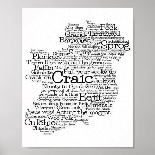 Irish Slang Ord Art Karta Poster (Framsidan)