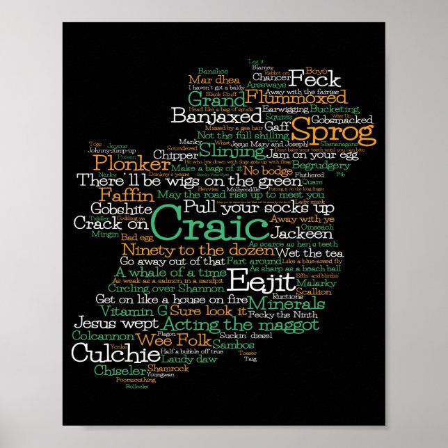 Irish Slang Ord Art Karta Poster (Framsidan)
