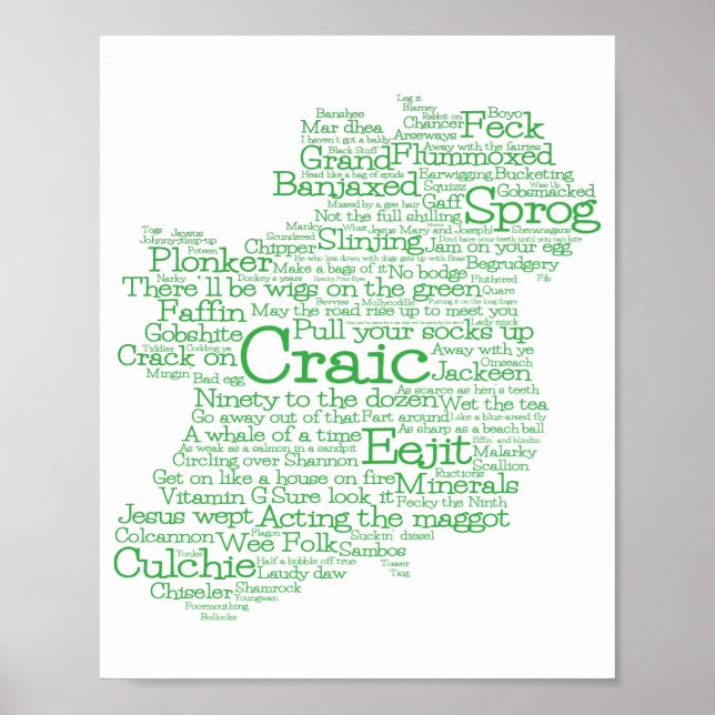 Irish Slang Ord Art Karta Poster (Framsidan)