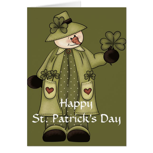 Irish Snögubbe d3 St. Patrick's Day Greeting Card Hälsningskort (Framsidan)