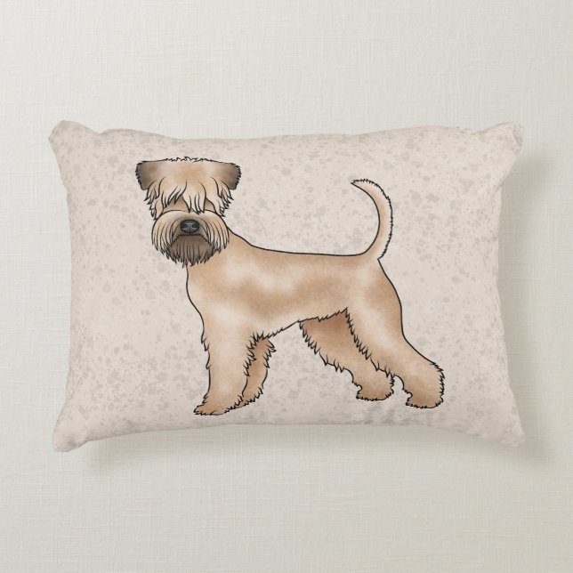 Irish Soft-Coated Wheaten Terrier Söt Hund Beige Prydnadskudde (Framsidan)