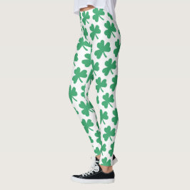 Irish St patricks day Grönt Shamrock Mönster Leggings