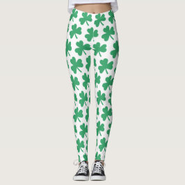 Irish St patricks day Grönt Shamrock Mönster Leggings