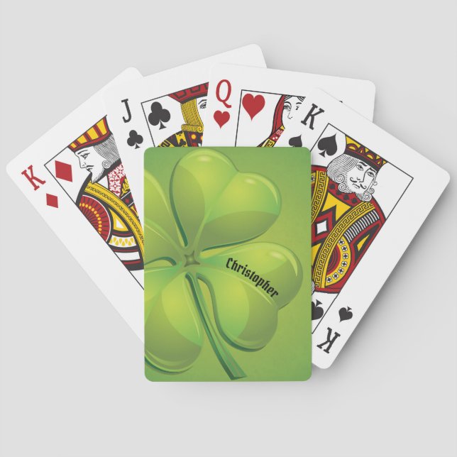Irish St. Patrick's Day Grönt Shamrock Personalize Casinokort (Baksidan)