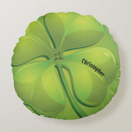Irish St. Patrick's Day Grönt Shamrock Personalize Rund Kudde