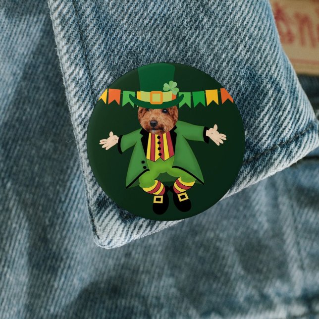 Irish St patricks day Jig, Photo Framed Head Knapp (Irish St Patricks Day Jig, Photo Framed Head Button by Ricaso/ Add your own face to this pin button)