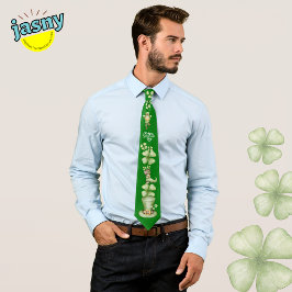 Irish St. Patricks Day Shamrock Print Neck Tie Slips