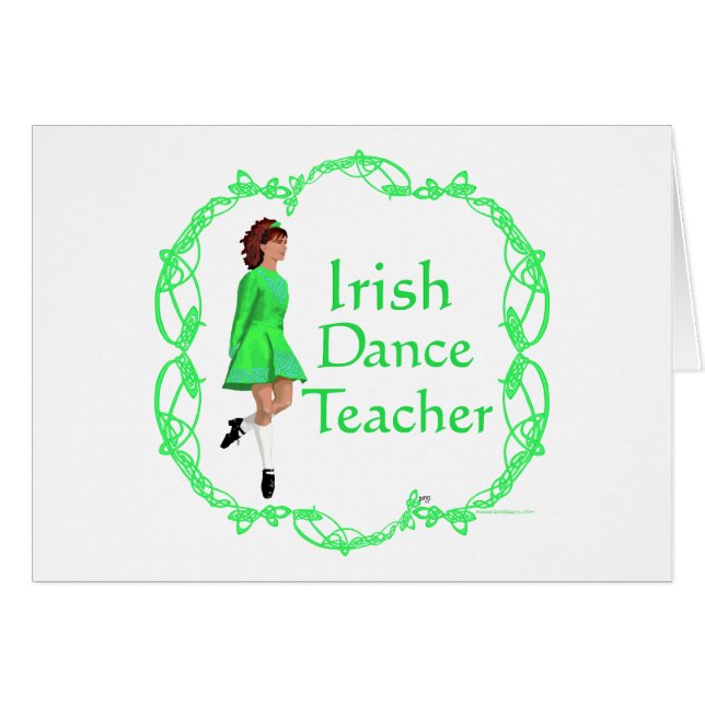 Irish Step Dance Teacher - Grönt Hälsningskort (Framsidan Horizontal)