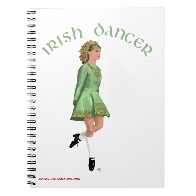 Irish Step Dancer - Grönt Anteckningsbok Med Spiral (Framsidan)