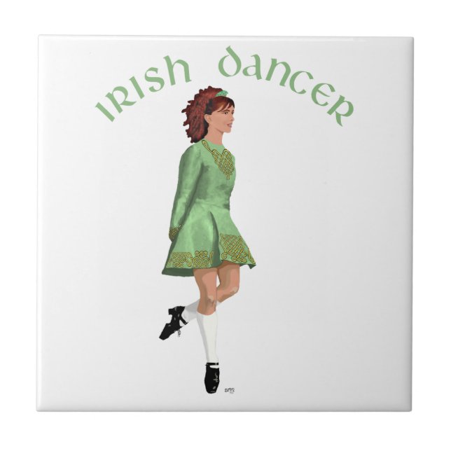 Irish Step Dancer - Grönt Kakelplatta (Framsidan)