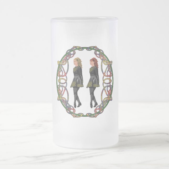 Irish Step Dancers in Celtic Knotwork Surround Frostat Ölglas (Center)