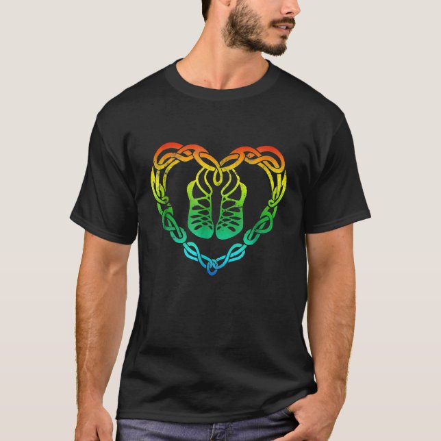 Irish Step Dancing Celtic Knot Heart 3 T Shirt (Framsida)