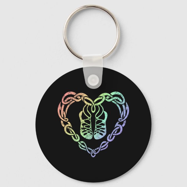 Irish Step Dancing Celtic Knot Heart Nyckelring (Framsida)