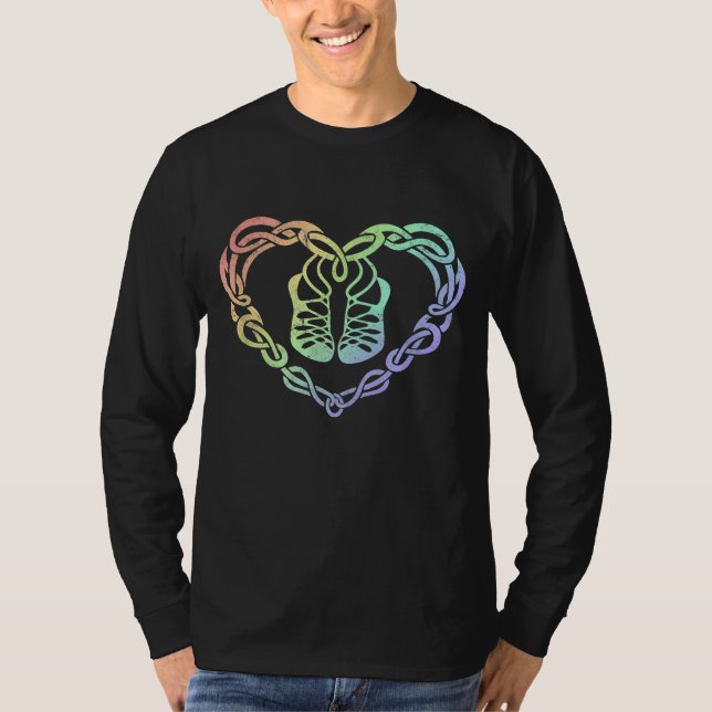 Irish Step Dancing Celtic Knot Heart T Shirt (Framsida)