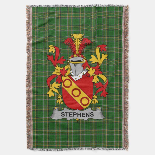 Irish Stephens Jackar om Arm Family Crest Ireland Filt (Framsidan Vertikal)