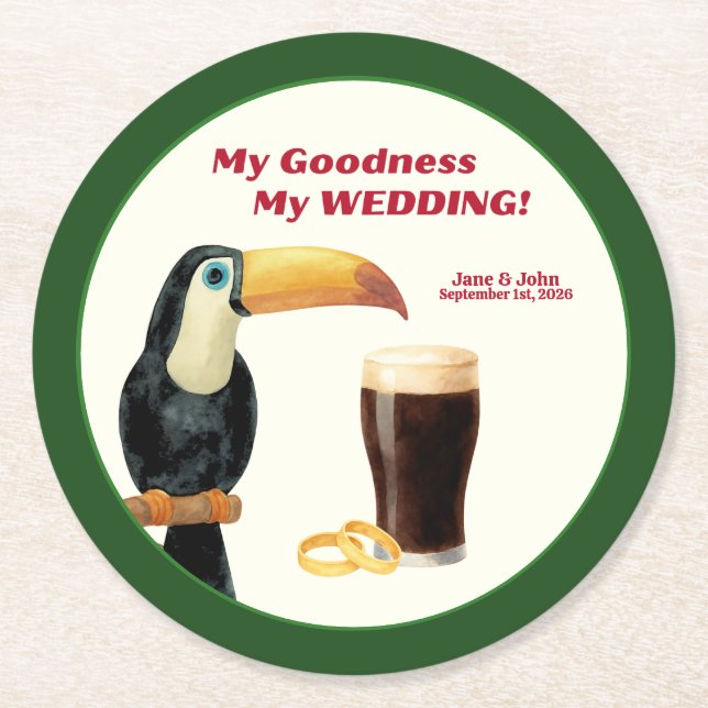 Irish Stout Wedding Favor Paper Coaster Underlägg Papper Rund (Framsidan)