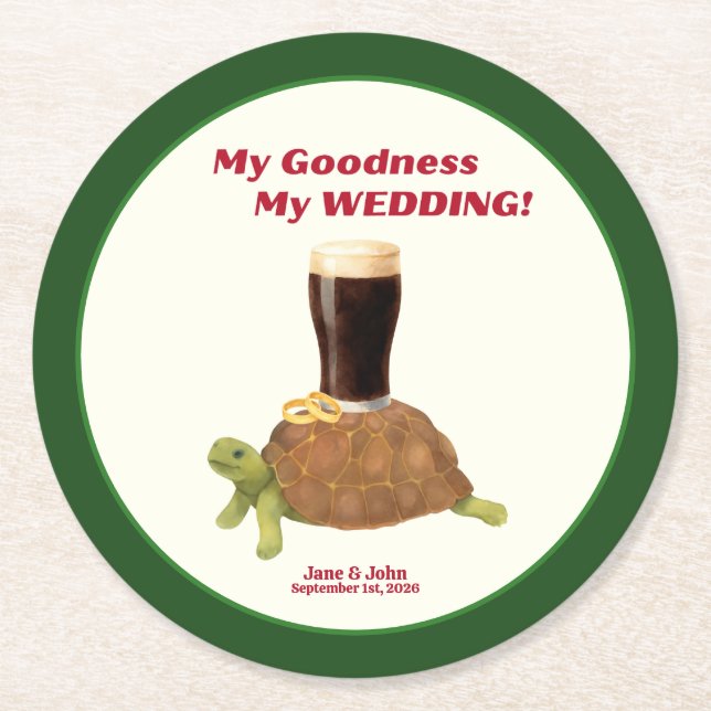 Irish Stout Wedding Favor Paper Coaster Underlägg Papper Rund (Framsidan)