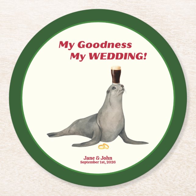 Irish Stout Wedding Favor Paper Coaster Underlägg Papper Rund (Framsidan)