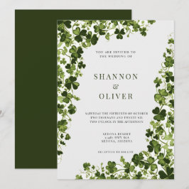 Irish Stylized Shamrock Leafy Foliage  Inbjudningar