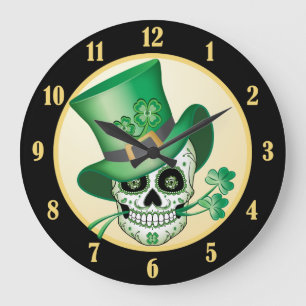 Irish Sugar Skull Stor Klocka