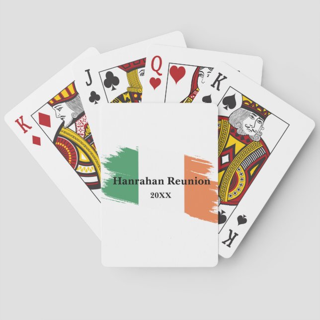 Irish Surname Namn Anpassningsbar Flagga Färg Reun Casinokort (Baksidan)