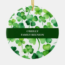 Irish Surname Watercolor Shamrock Julgransprydnad Keramik