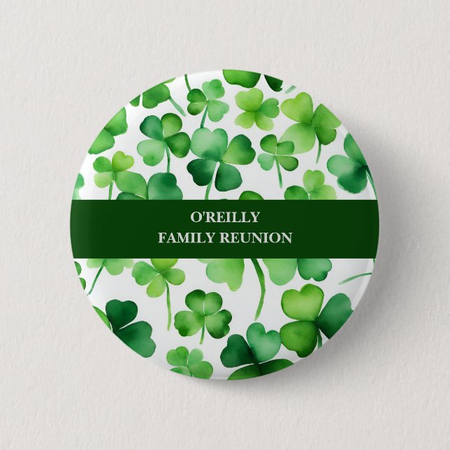 Irish Surname Watercolor Shamrock Knapp (Framsida)