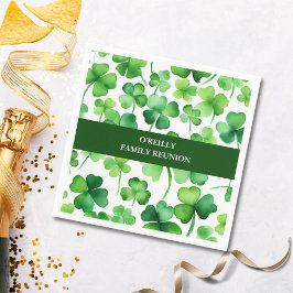 Irish Surname Watercolor Shamrock Pappersservett