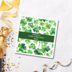 Irish Surname Watercolor Shamrock Pappersservett