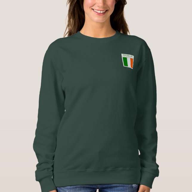 Irish Sweatshirt Dublin Shamrock T Shirt (Framsida)