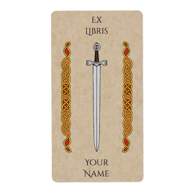 Irish Sword and Knotwork Bookplate Fraktsedel (Framsidan)