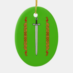 Irish Sword och Knotwork Julgransprydnad Keramik