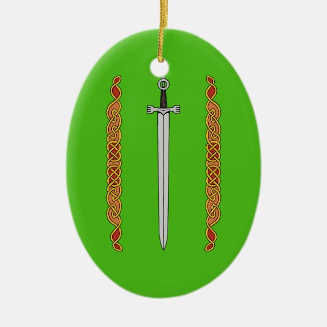 Irish Sword och Knotwork Julgransprydnad Keramik (Framsidan)