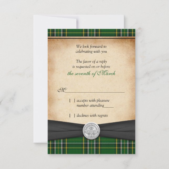 Irish Tartan Celtic Claddagh Lucky Bröllop OSA (Framsida)