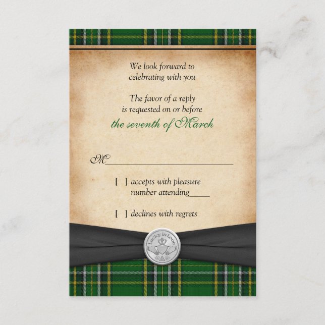 Irish Tartan Celtic Claddagh Lucky Bröllop OSA (Framsida)