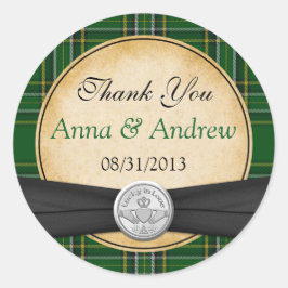 Irish Tartan Celtic Claddagh Lucky i Kärlek Bröllo Runt Klistermärke