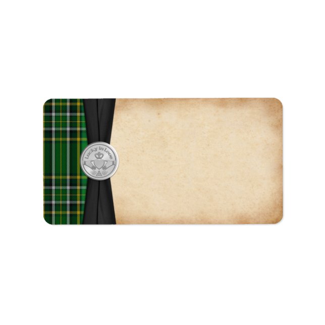 Irish Tartan Claddagh Bröllop Blank Address Label Adressetikett (Framsidan)
