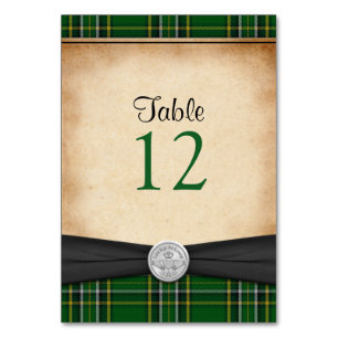 Irish Tartan Claddagh Celtic Bröllop Bord Card Bordsnummer