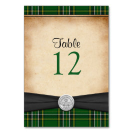Irish Tartan Claddagh Celtic Bröllop Bord Card Bordsnummer