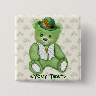 Irish Teddybjörn - Grönt Knapp