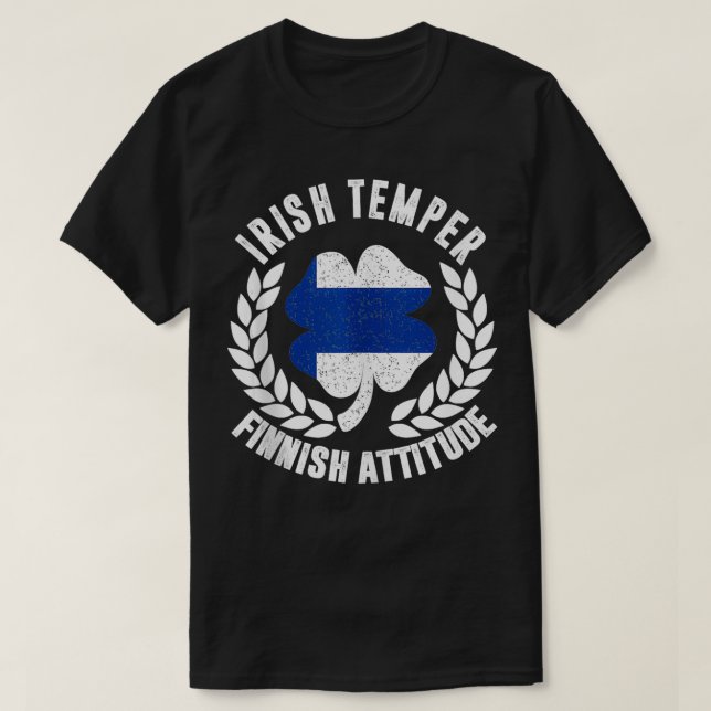 Irish Temper Finlands Attitude Flagga St Patricks T Shirt (Design framsida)