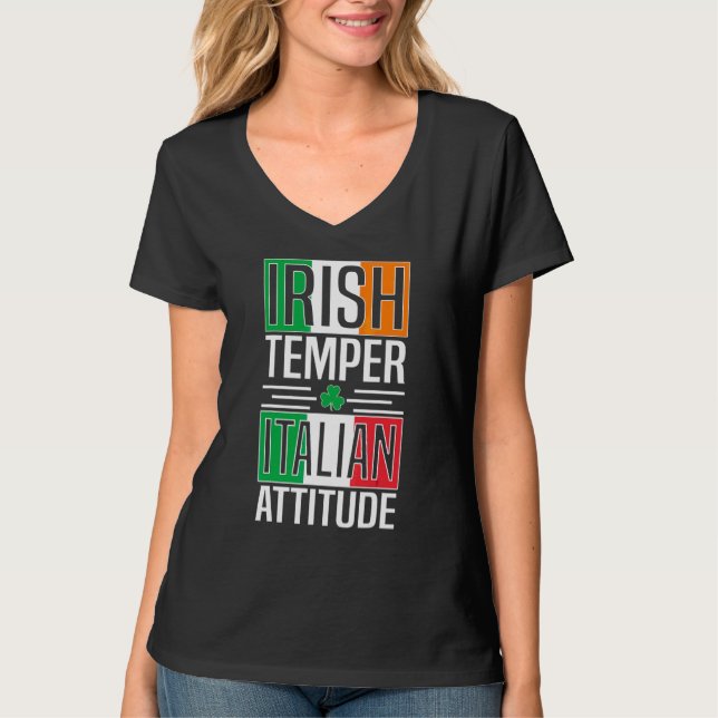 Irish Temper Italy Attitude St patricks day Iris T Shirt (Framsida)