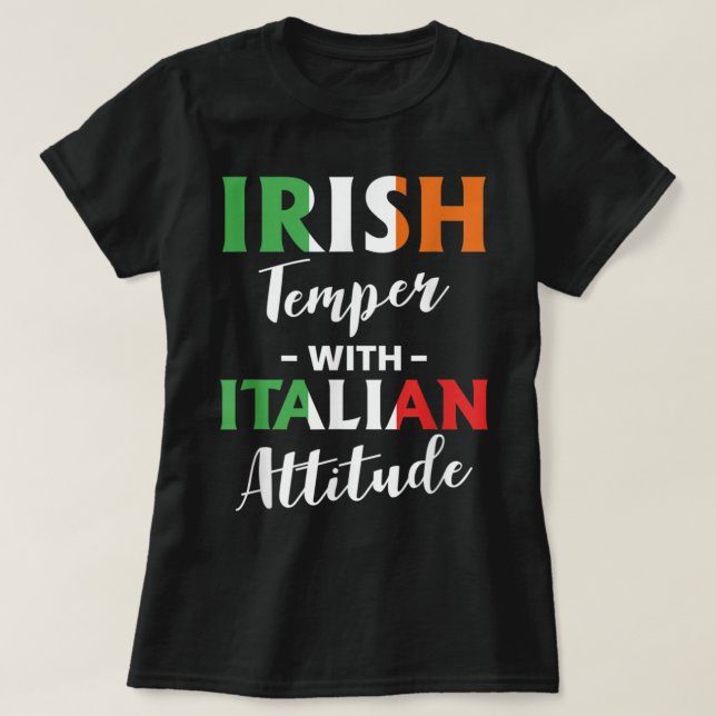 Irish Temper med italiensk Attitude Italiener  T Shirt (Design framsida)
