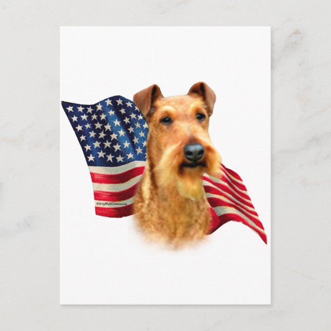 Irish Terrier Flagga Vykort (Framsida)