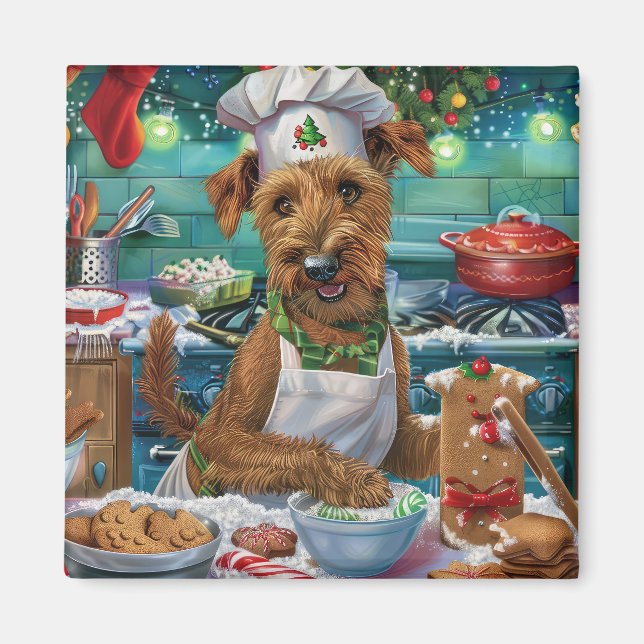 Irish Terrier Helgdag Baking: God jul Magnet (Framsidan)